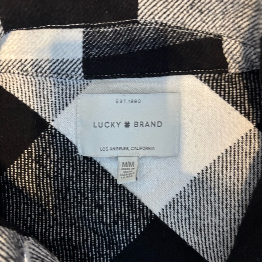 Lucky Brand Black and White Plaid Flannel Shirt Jacket - Picture 2 of 6